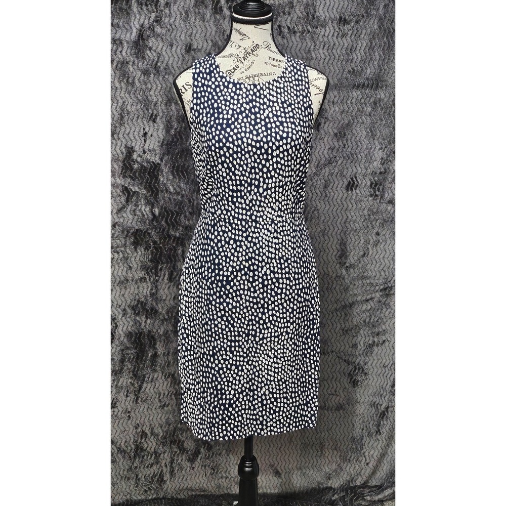 J. Crew Dress Sz 0 Basketweave Sleeveless Leopard Oncilla Sheath Knee Length‎